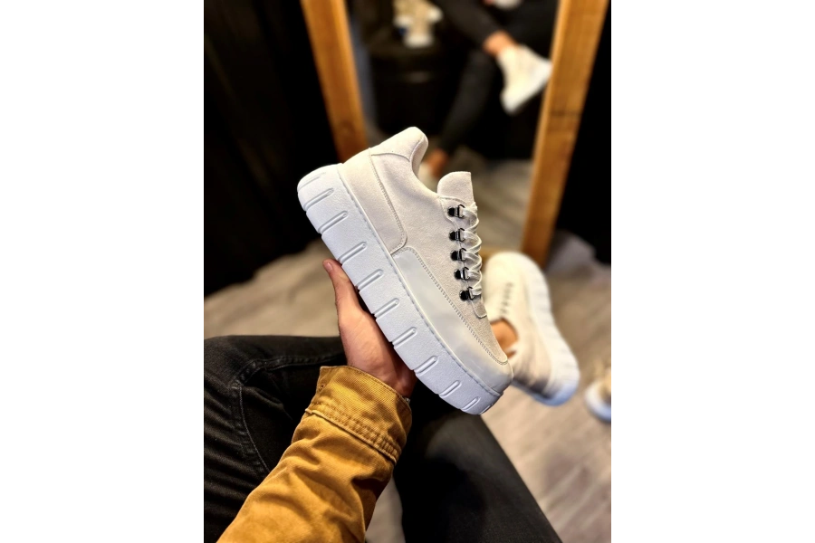 Shoecide Yüksek Taban Günlük  Ayakkabı 600 Beyaz