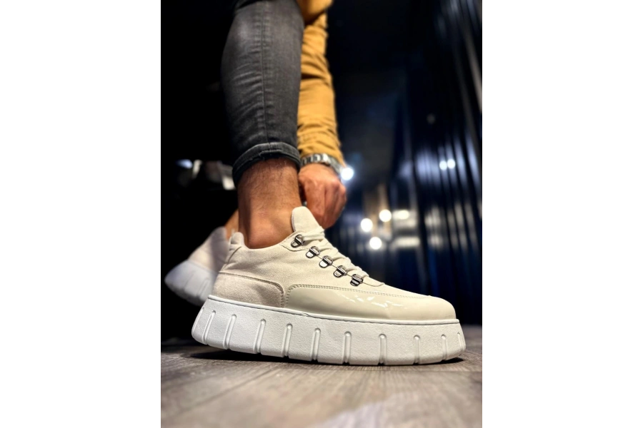 Shoecide Yüksek Taban Günlük  Ayakkabı 600 Beyaz