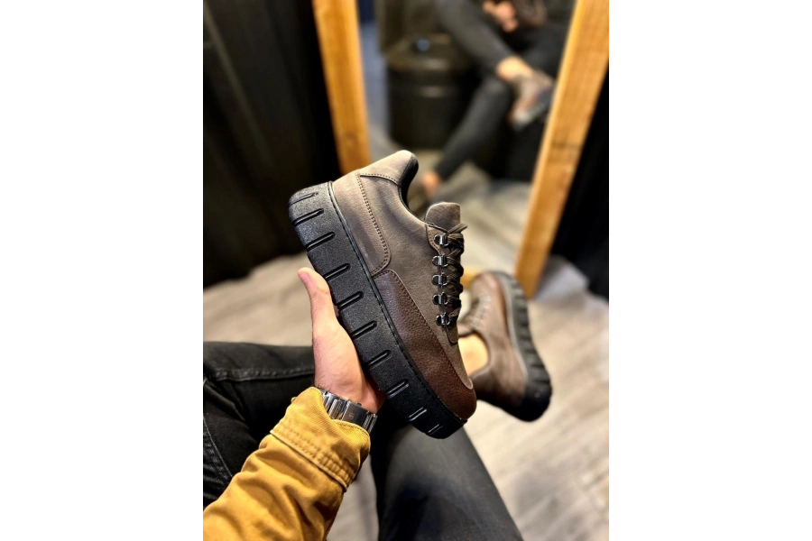 Shoecide Yüksek Taban Günlük  Ayakkabı 600 Kahverengi (siyah Taban)