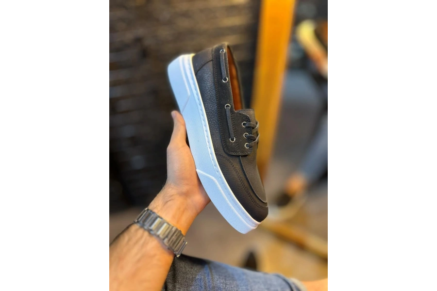 Shoecide Yüksek Taban Günlük Ayakkabı 700 Siyah (beyaz Taban)