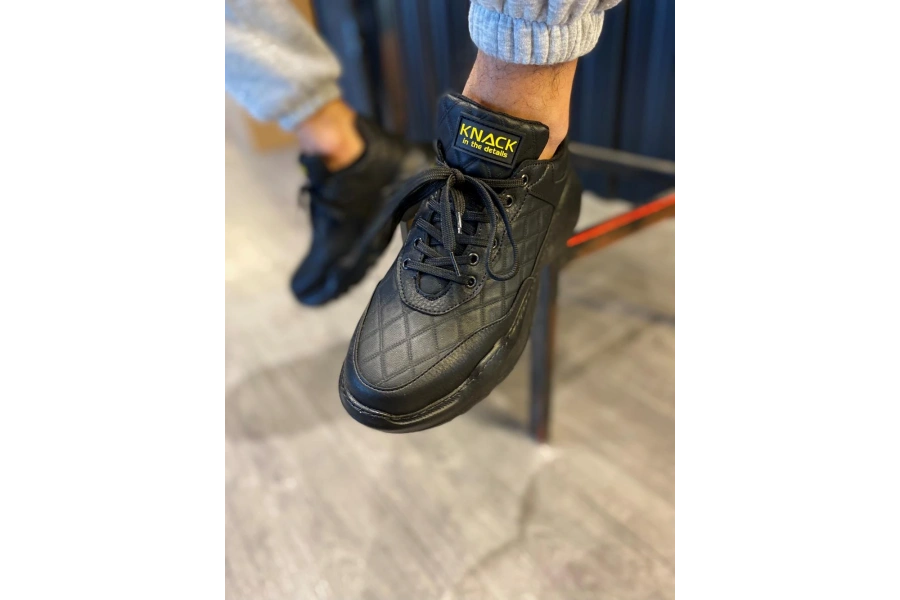 Shoecide Yüksek Taban Günlük Ayakkabı N75 Kapitone Siyah (siyah Taban)