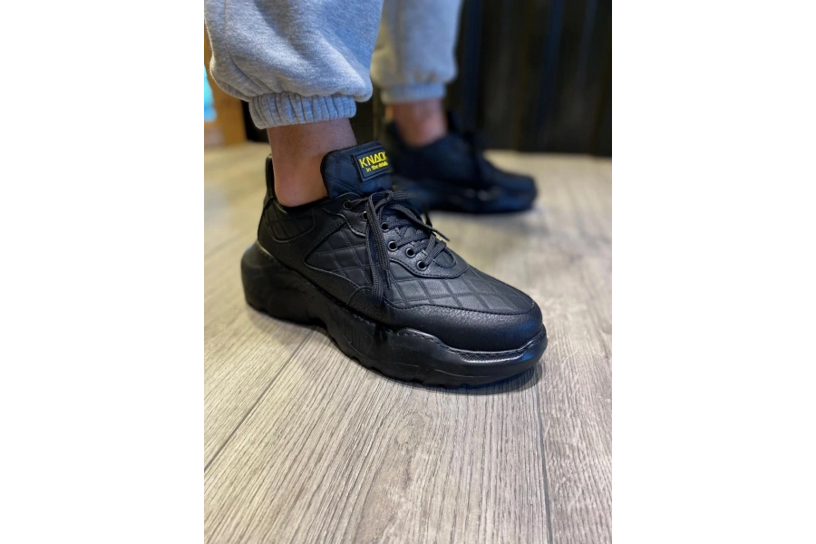 Shoecide Yüksek Taban Günlük Ayakkabı N75 Kapitone Siyah (siyah Taban)