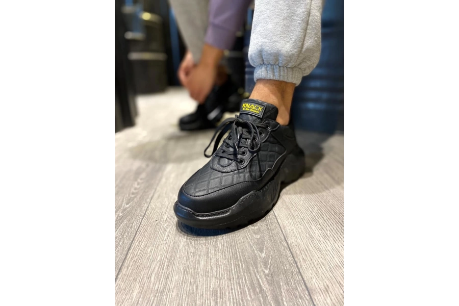 Shoecide Yüksek Taban Günlük Ayakkabı N75 Kapitone Siyah (siyah Taban)