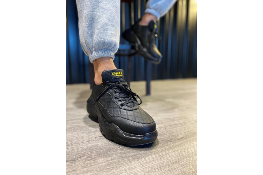 Shoecide Yüksek Taban Günlük Ayakkabı N75 Kapitone Siyah (siyah Taban)