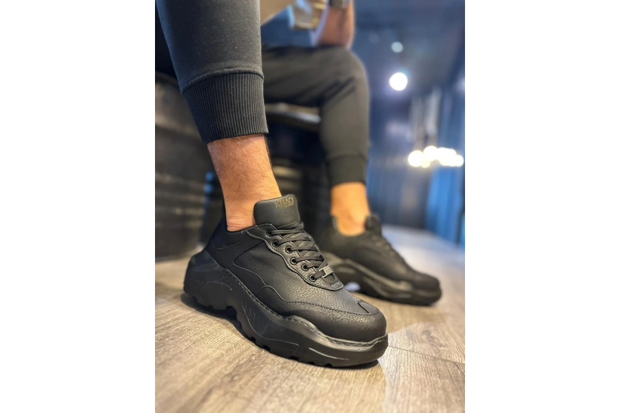 Shoecide Yüksek Taban Günlük Ayakkabı N75 Siyah (siyah Taban)