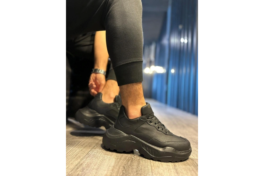 Shoecide Yüksek Taban Günlük Ayakkabı N75 Siyah (siyah Taban)