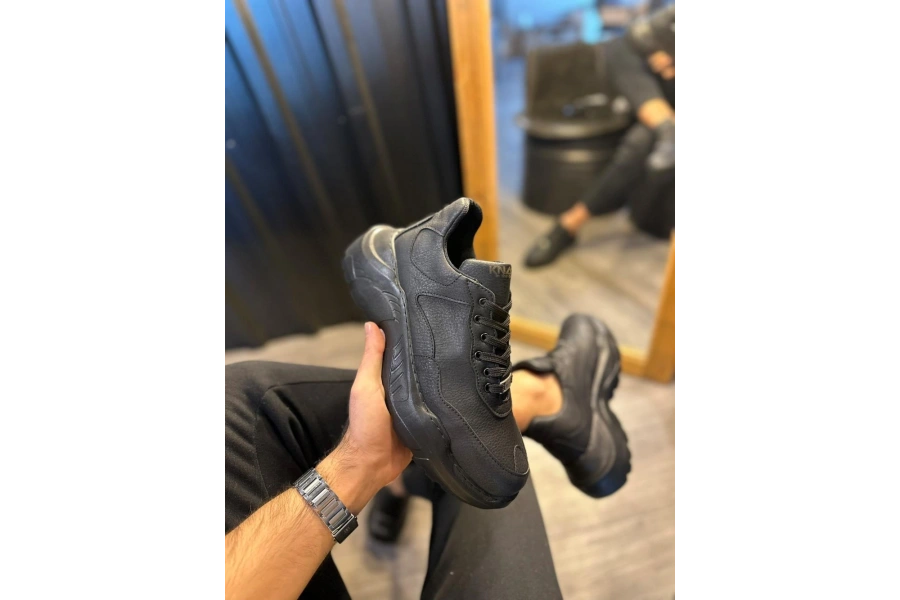 Shoecide Yüksek Taban Günlük Ayakkabı N75 Siyah (siyah Taban)