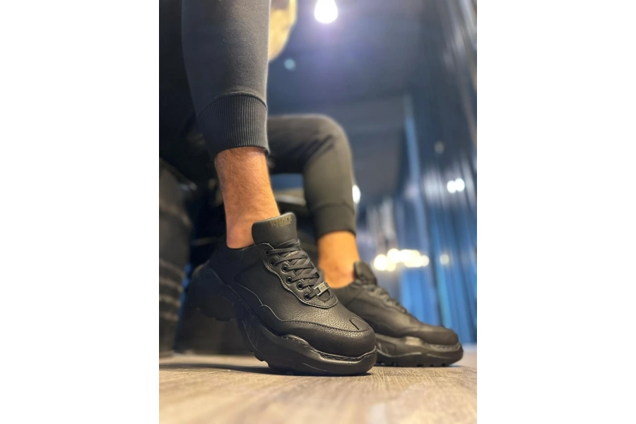 Shoecide Yüksek Taban Günlük Ayakkabı N75 Siyah (siyah Taban)
