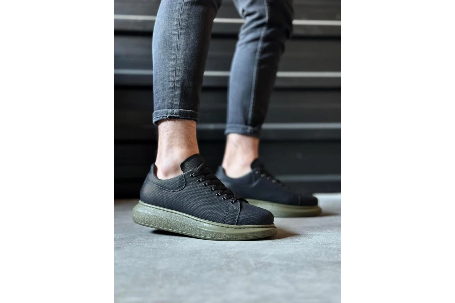 Shoecide Yüksek Taban Günlük Ayakkabı Tırtıklı 041 Siyah