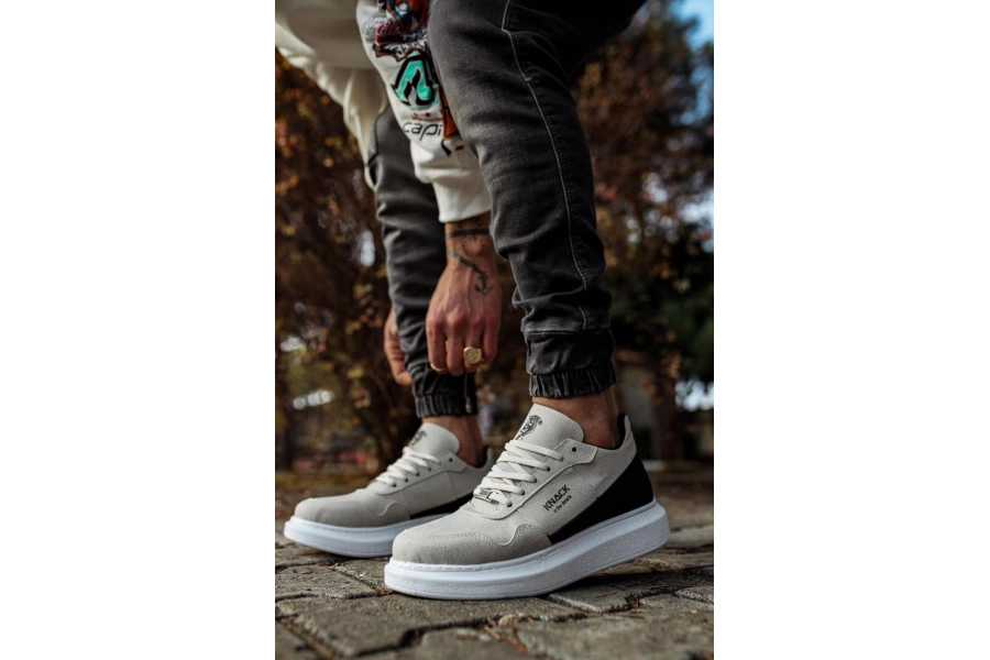 Shoecide Yüksek Taban Günlük Süet Ayakkabı 040 Taş