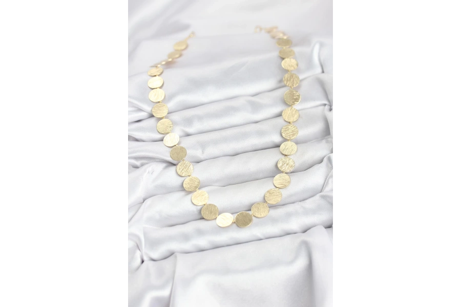 Shoecide Yuvarlak Plaka Model Gold Renk Kadın Kolye