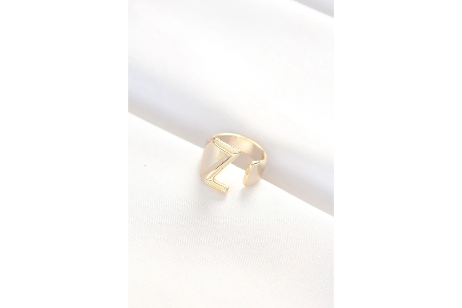 Shoecide Z Harfli Altın Renk Ayarlanabilir Yüzük