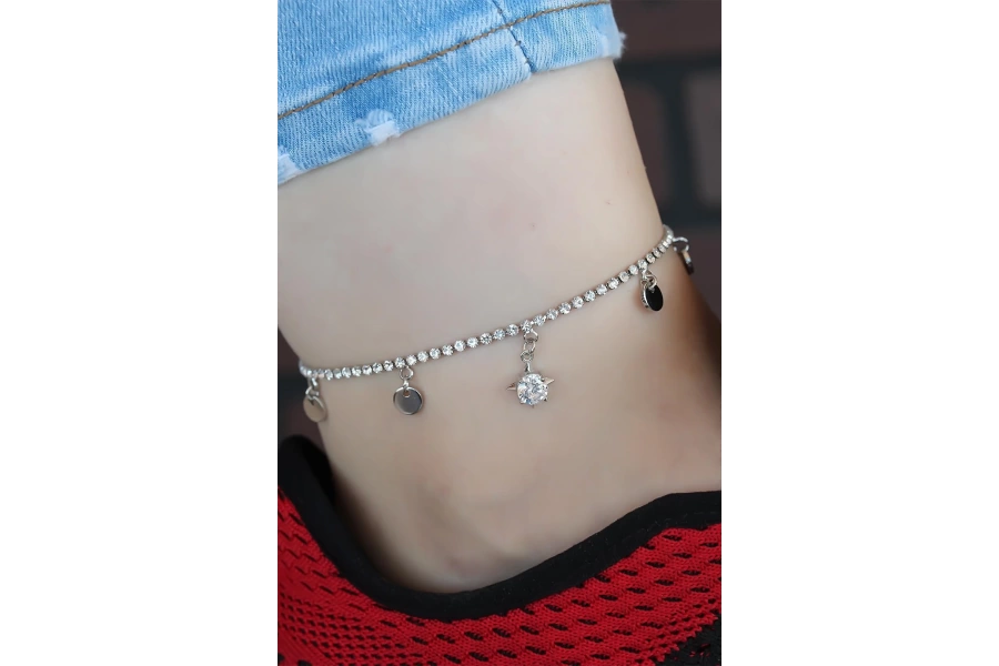 Shoecide Zirkon Taşlı Silver Renk Kaplama Hal Hal