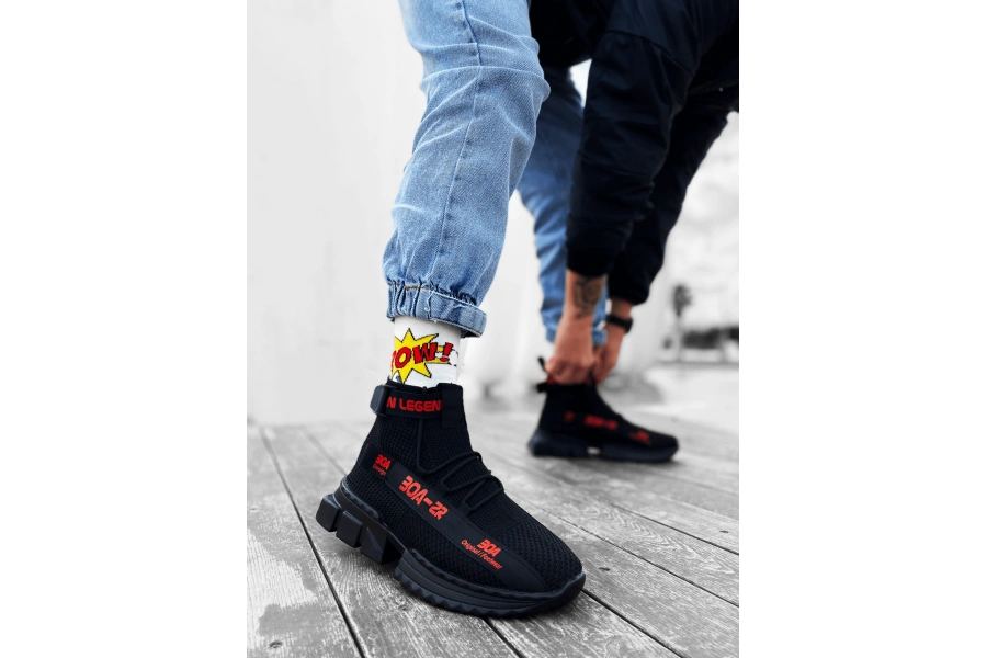 Shoecide Zr-x700 Tarz Siyah Kırmızı Renk Spor Ayakkabı