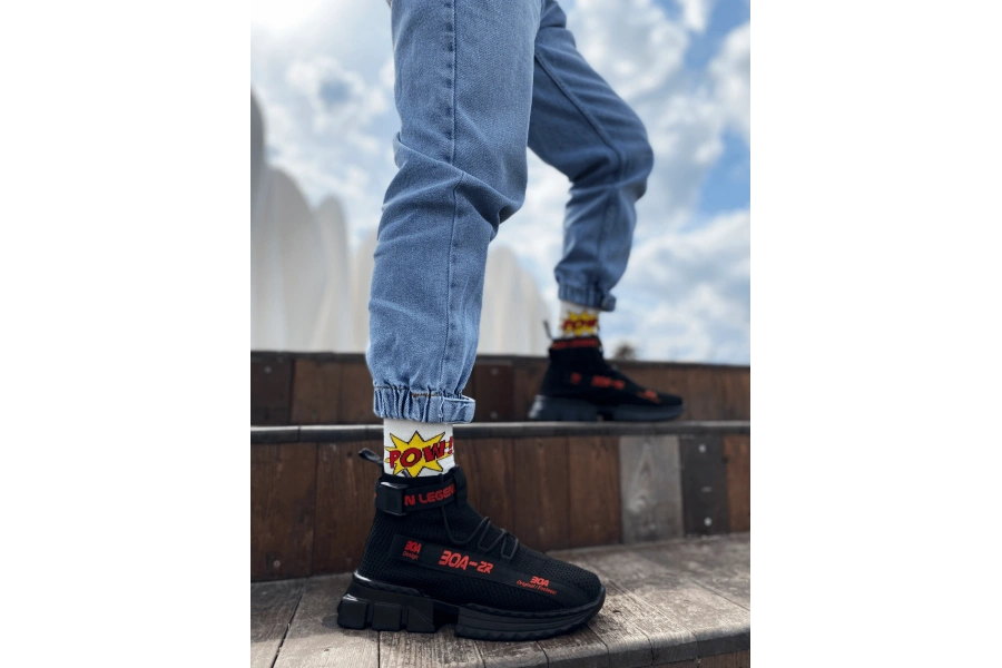 Shoecide Zr-x700 Tarz Siyah Kırmızı Renk Spor Ayakkabı