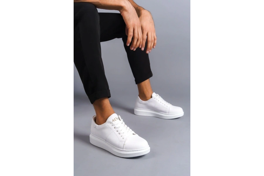 Swo151 Boost Bağcıklı Cilt Erkek Günlük Sneaker Ayakkabı Cbt - Beyaz