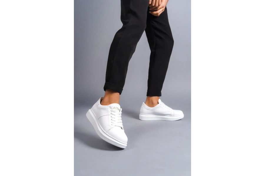 Swo151 Boost Bağcıklı Cilt Erkek Günlük Sneaker Ayakkabı Cbt - Beyaz