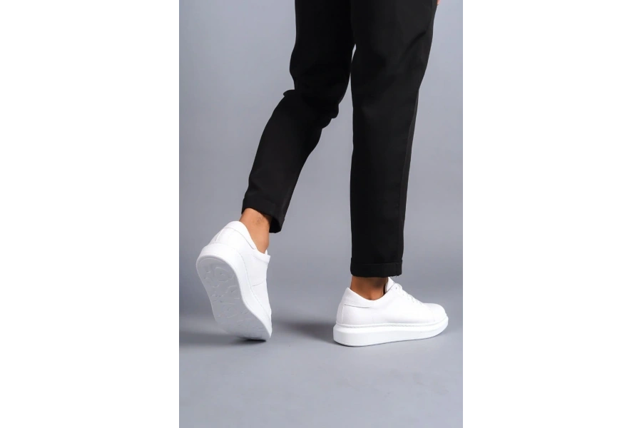 Swo151 Boost Bağcıklı Cilt Erkek Günlük Sneaker Ayakkabı Cbt - Beyaz