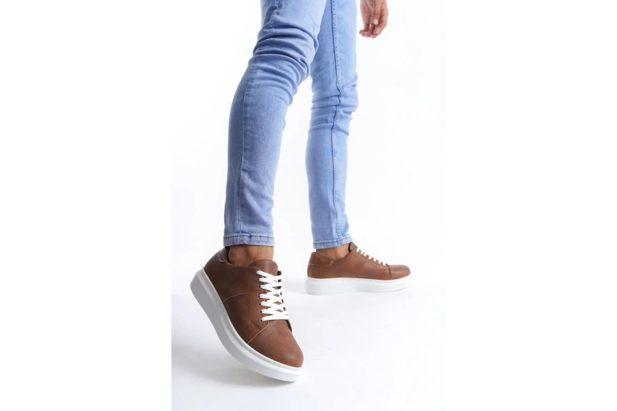 Swo151 Boost Bağcıklı Cilt Erkek Günlük Sneaker Ayakkabı Cbt - Taba
