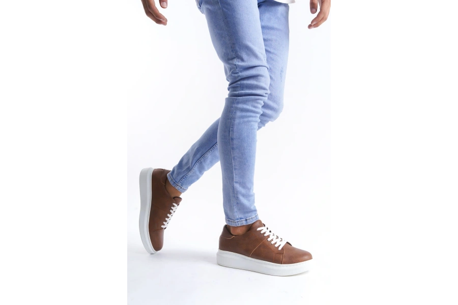 Swo151 Boost Bağcıklı Cilt Erkek Günlük Sneaker Ayakkabı Cbt - Taba