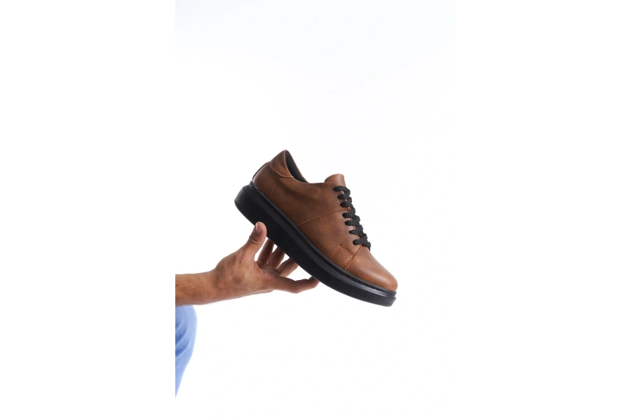 Swo151 Boost Bağcıklı Cilt Erkek Günlük Sneaker Ayakkabı Cst - Taba