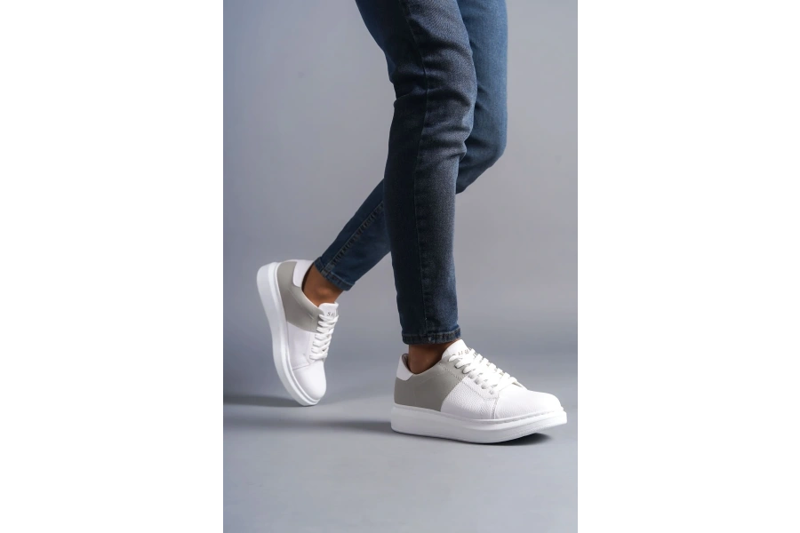 Swo151 Boost Bağcıklı Cilt Süet Erkek Günlük Sneaker Ayakkabı Csbt - Beyaz/gri