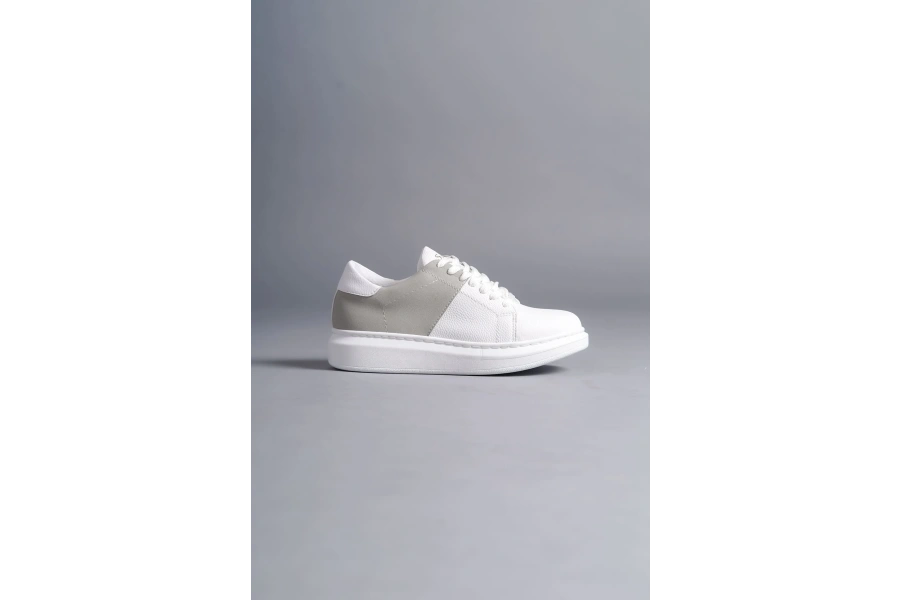 Swo151 Boost Bağcıklı Cilt Süet Erkek Günlük Sneaker Ayakkabı Csbt - Beyaz/gri