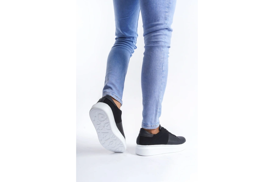 Swo151 Boost Bağcıklı Cilt Süet Erkek Günlük Sneaker Ayakkabı Csbt - Siyah