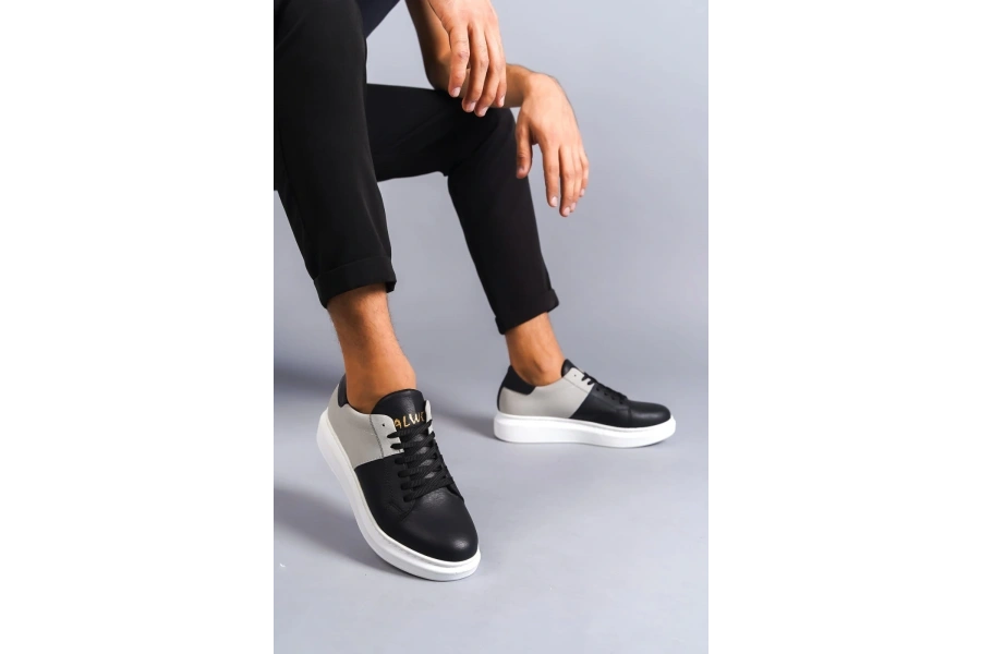 Swo151 Boost Bağcıklı Cilt Süet Erkek Günlük Sneaker Ayakkabı Csbt - Siyah/gri