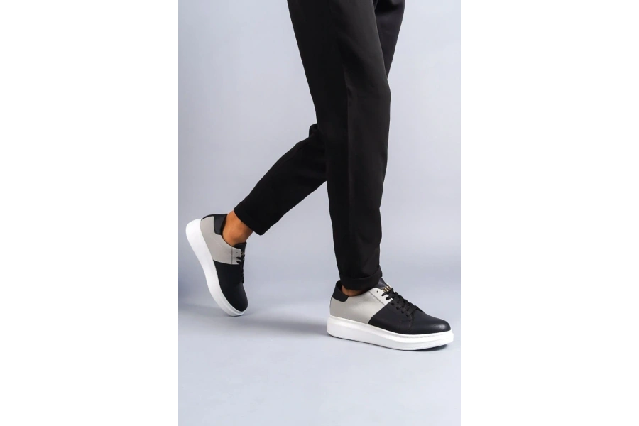 Swo151 Boost Bağcıklı Cilt Süet Erkek Günlük Sneaker Ayakkabı Csbt - Siyah/gri