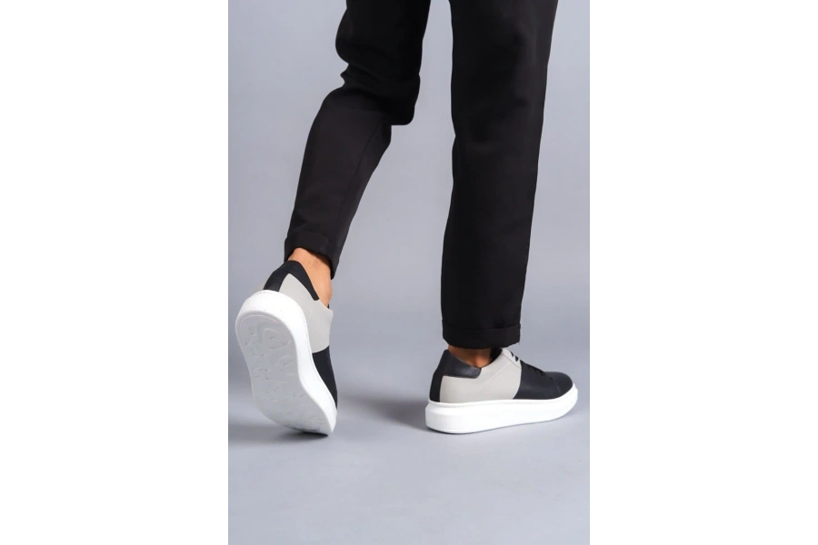 Swo151 Boost Bağcıklı Cilt Süet Erkek Günlük Sneaker Ayakkabı Csbt - Siyah/gri