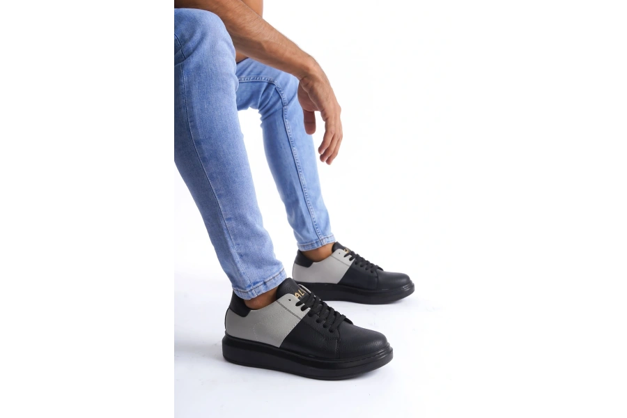 Swo151 Boost Bağcıklı Cilt Süet Erkek Günlük Sneaker Ayakkabı Csst - Siyah/gri