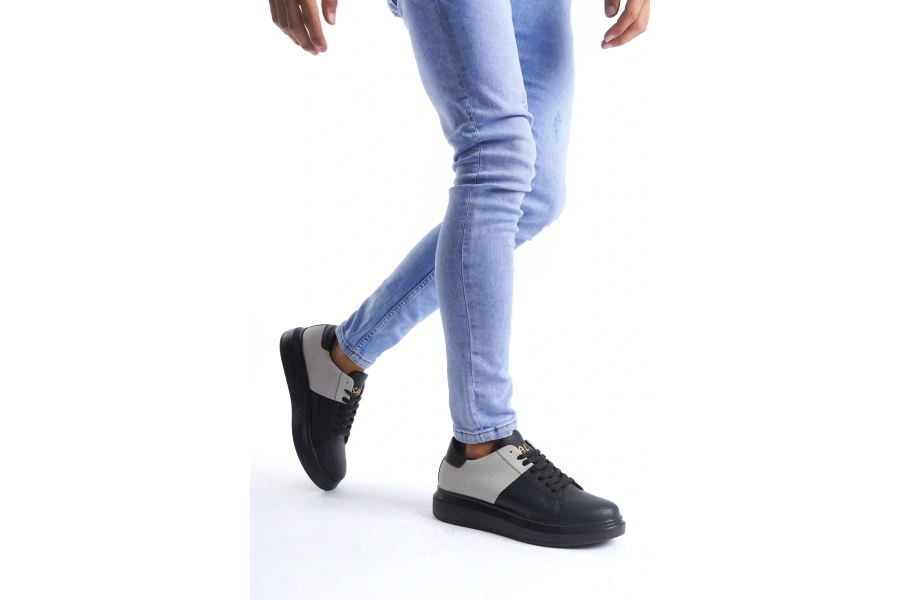 Swo151 Boost Bağcıklı Cilt Süet Erkek Günlük Sneaker Ayakkabı Csst - Siyah/gri