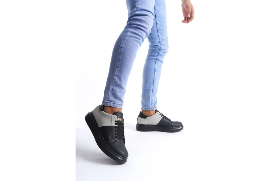 Swo151 Boost Bağcıklı Cilt Süet Erkek Günlük Sneaker Ayakkabı Csst - Siyah/gri