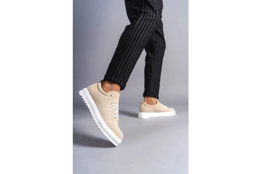 Swo152 Cool Bağcıklı Süet Erkek Günlük Spor Klasik Ayakkabı Sbt - Krem