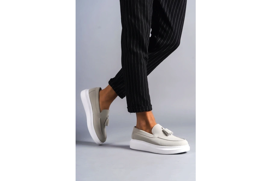 Swo154 Blaze Bağcıksız Püsküllü Süet Erkek Günlük Spor Klasik Ayakkabı Sbt - Gri