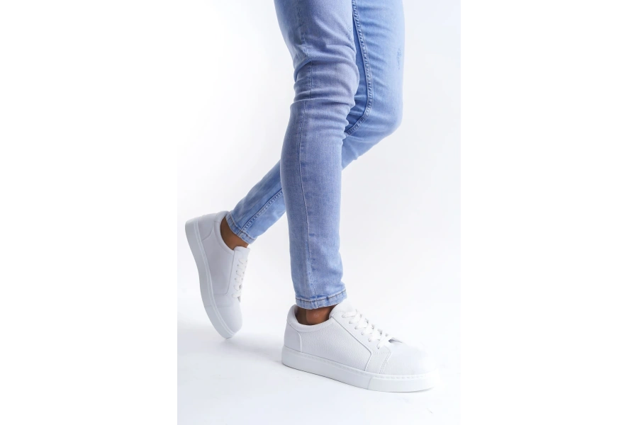 Swo165 Elite Bağcıklı Cilt Erkek Günlük Sneaker Ayakkabı Cbt - Beyaz
