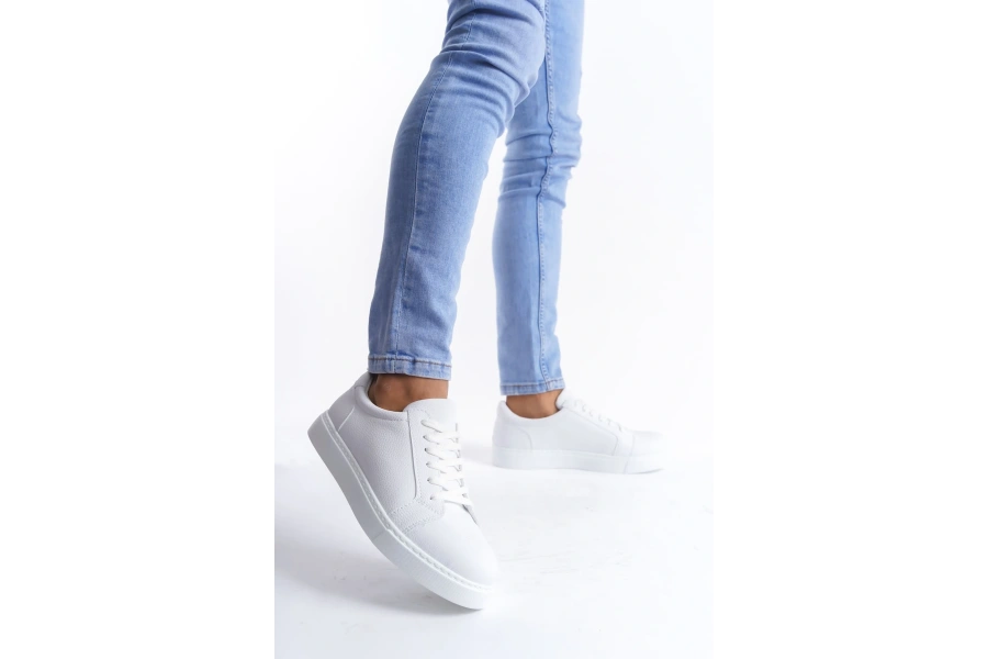 Swo165 Elite Bağcıklı Cilt Erkek Günlük Sneaker Ayakkabı Cbt - Beyaz
