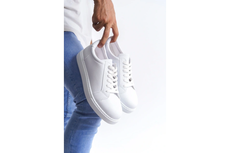 Swo165 Elite Bağcıklı Cilt Erkek Günlük Sneaker Ayakkabı Cbt - Beyaz