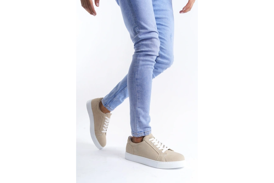 Swo165 Elite Bağcıklı Süet Erkek Günlük Sneaker Ayakkabı Sbt - Krem