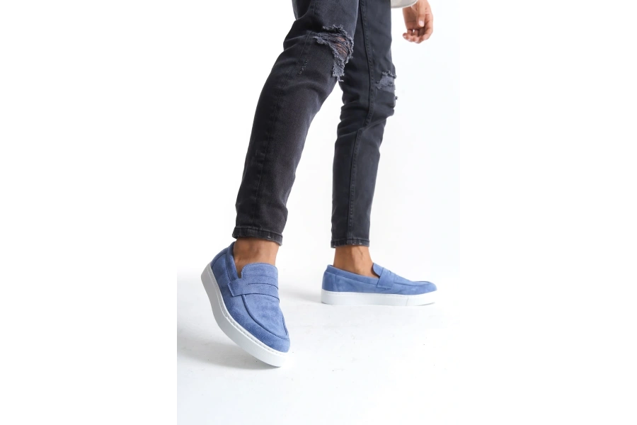Swo180 Estilo X Bağcıksız Süet Erkek Günlük Spor Klasik Ayakkabı Sbt - Mavi