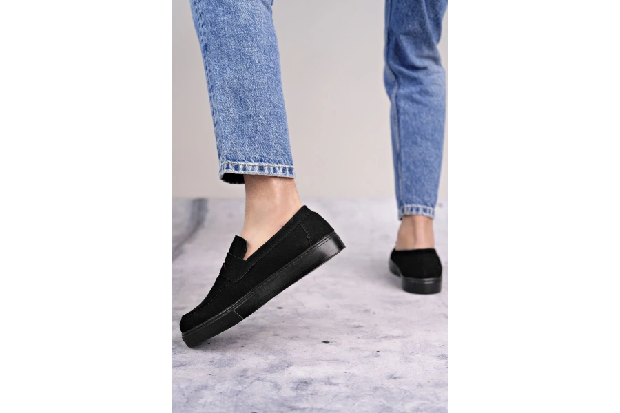 Swo180 Estilo X Bağcıksız Süet Erkek Günlük Spor Klasik Ayakkabı Sst - Siyah