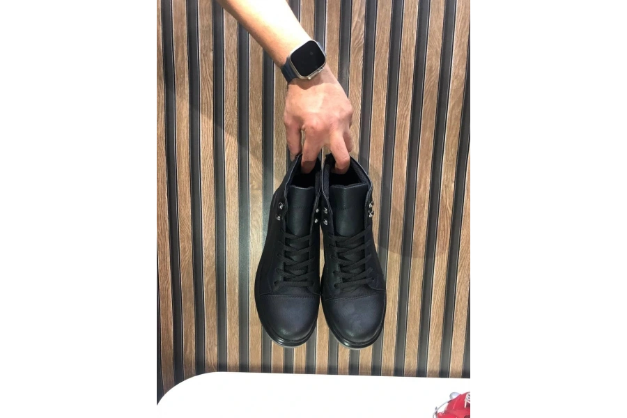 Swo202 Toronto Bağcıklı Cilt Erkek Spor Bot St - Siyah