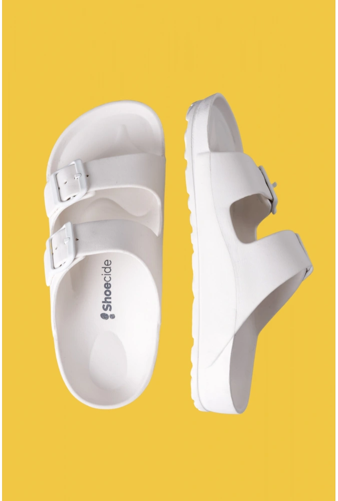 18li Beyaz Çift Bant Tokalı Eva Terlik ( Adet Fiyatı 200 TL)