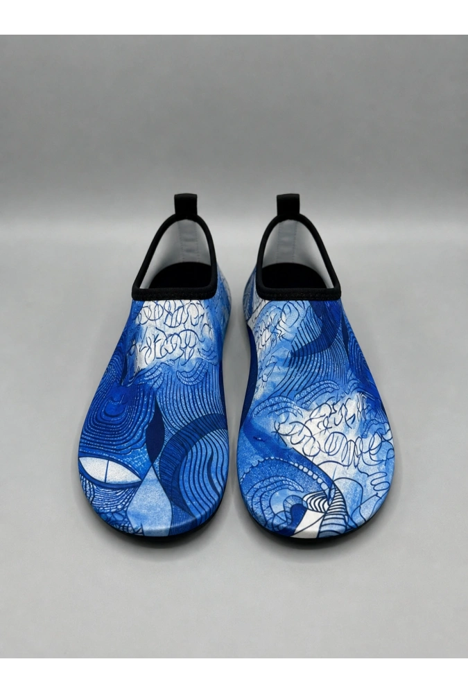 Shoecide Mavi Kübik Desen Kadın Deniz Ayakkabısı – Hafif, Kaydırmaz, Hızlı Kuruyan Aqua Shoes
