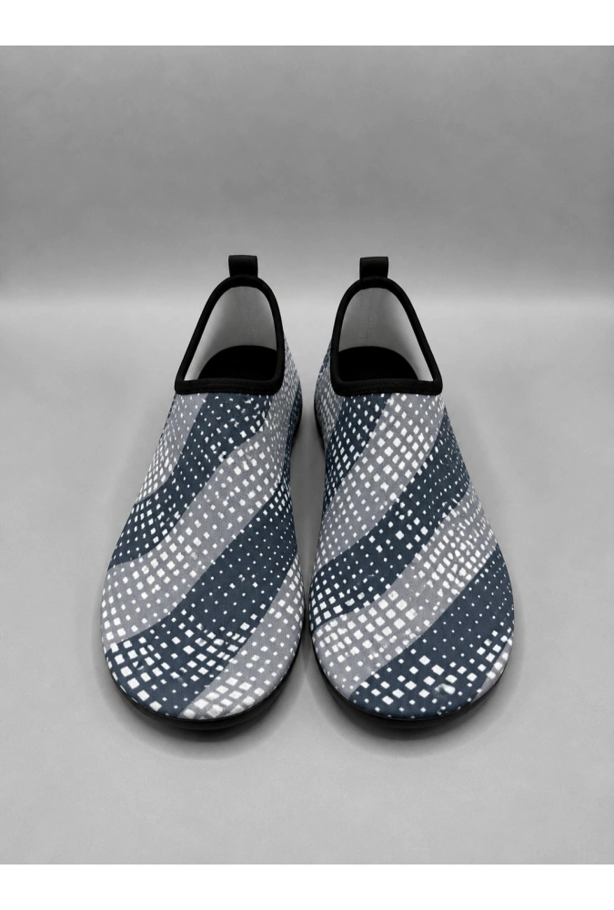 Shoecide Gri Kare Desenli Erkek Deniz Ayakkabısı – Hafif, Kaydırmaz, Hızlı Kuruyan Aqua Shoes