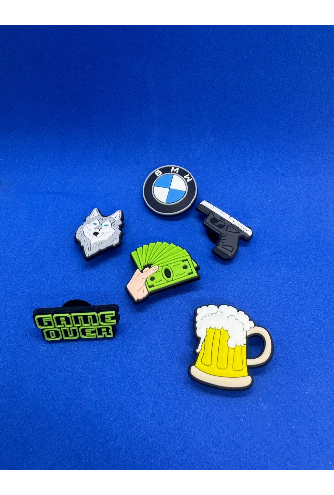 Erkek Temalı BMW Charm 6lı Premium İthal Crocs Sandalet terlik Süsleri / Jibbitz