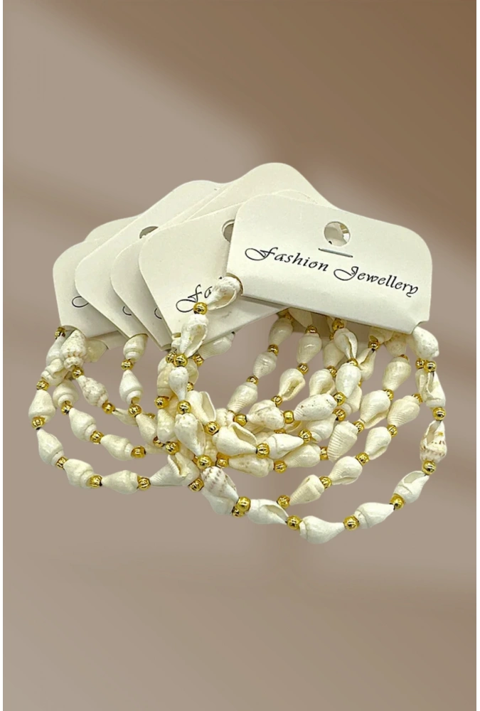 Boncuklu Gold Deniz Kabuğu Bileklik ( 24 Adet ) ( Adet Fiyatı 25 TL)