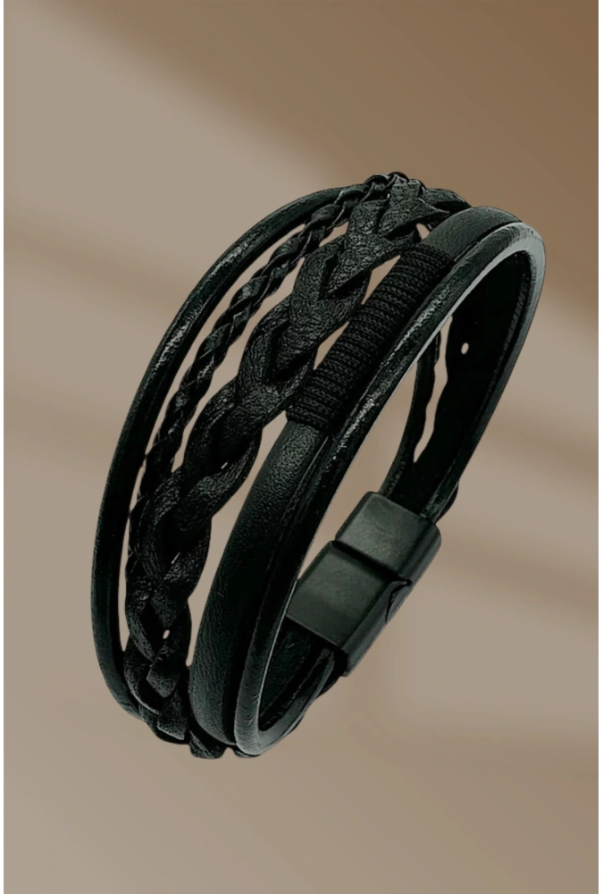 Çoklu Siyah Deri Bileklik ( 24 Adet ) ( Adet Fiyatı 50 TL)