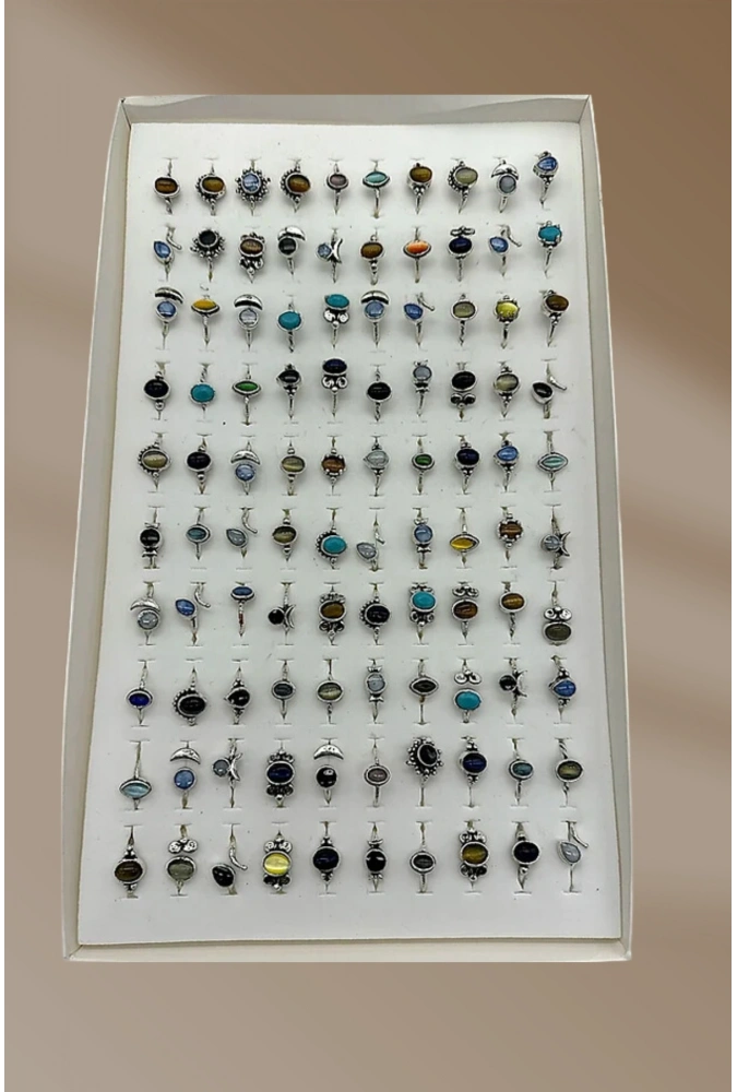 Doğal Taşlı Ayarlanabilir Yüzük Çeşitleri (100 Adet ) ( Adet Fiyatı 33TL)